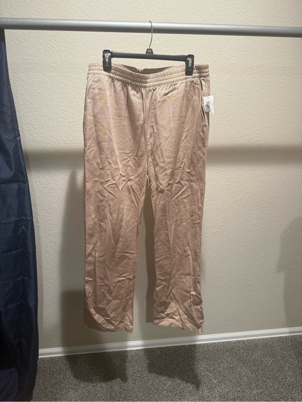 Dry Goods Light Beige Elastic Waist Straight Leg Trousers